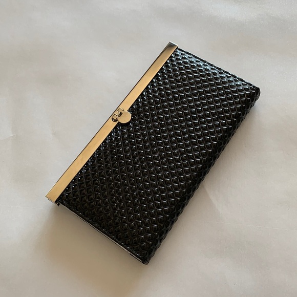 Black/Silver patten look black wallet/clutch, 4” x 7 /2” - Picture 1 of 6